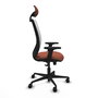 Chaise Zulema Synchro 3 positions tissu Marron Maille Blanc Base en nylon noir Accoudoir 2D Appui-tête Roulettes 65mm nylon
