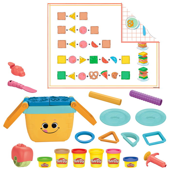 Play-Doh Premieres Créations pour le Pique-nique F6916, Ensemble de Pâte à Modeler avec 12 Outils et Tapis de Jeu, pour Enfants à partir de 3 ans