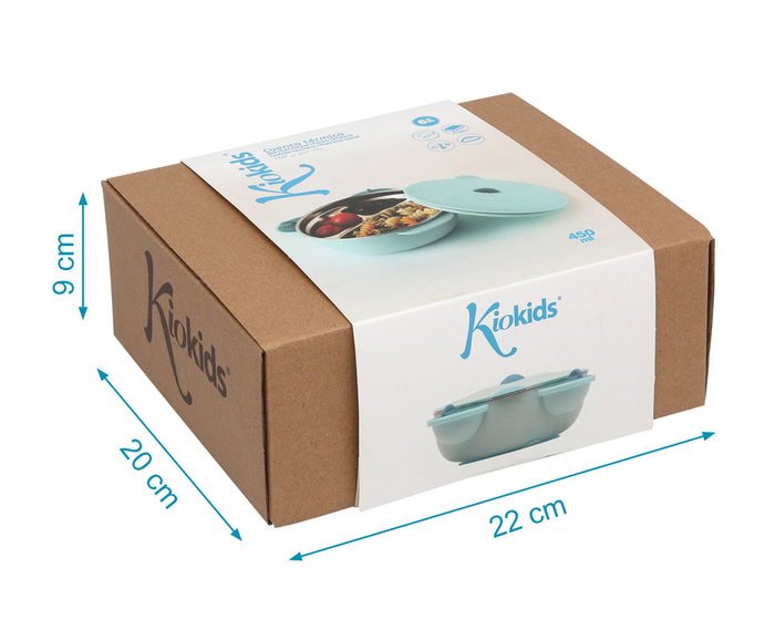 KioKids Bol Térmique Ours en Acier Inoxidable pour Bébé - 450 ml, Anti-renversement, Hermétique, Bleu, pour Aliments et Conservation Température, à partir de 4 mois