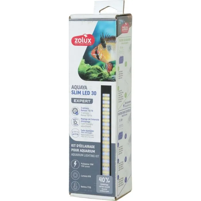 Zolux Rampe d'éclairage LED Slim dimmable 30 cm, ajustable, remplacement tube néon T8 T5