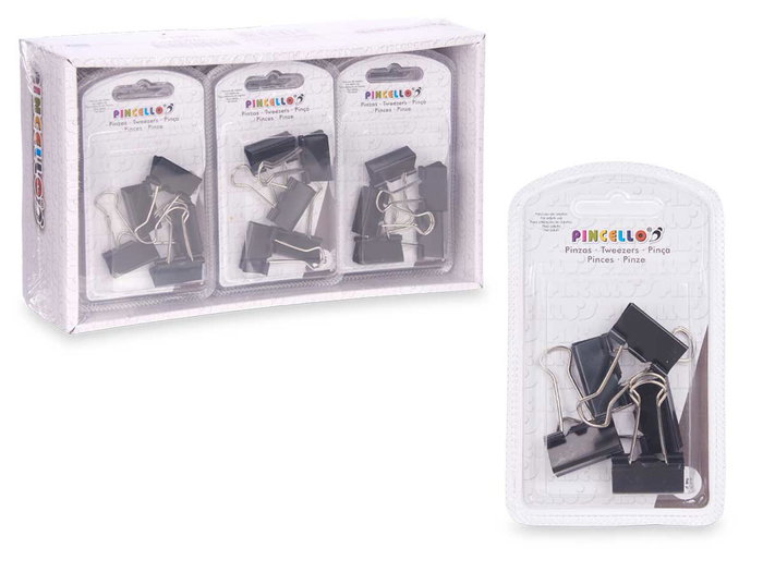 Pincello Lot de 5 Pinces à Dessin Noires en Métal 2x11,5x1,5 cm (Set de 24)