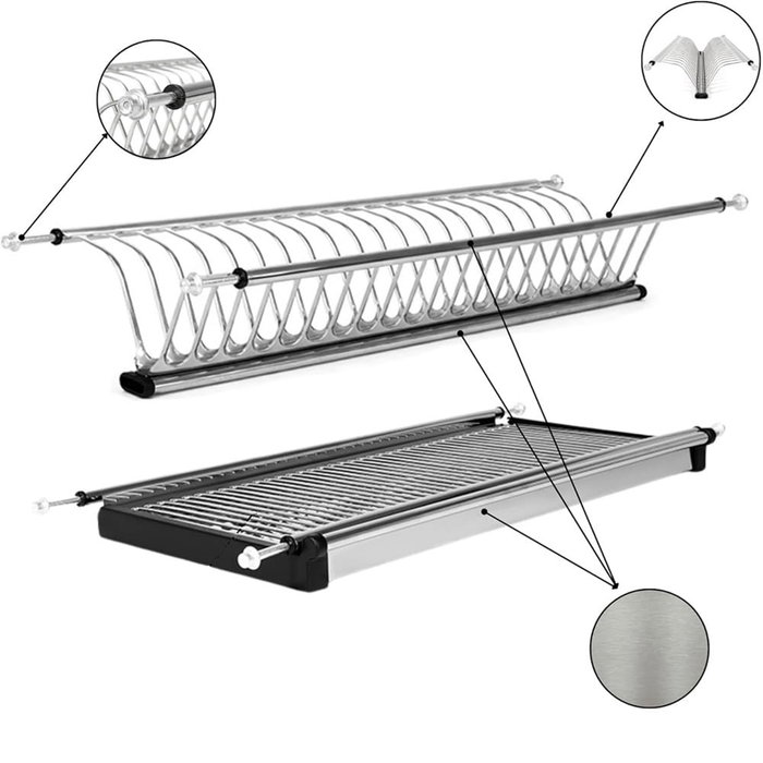 Eco Eire Égouttoir à vaisselle en acier inoxydable pour module de cuisine de 1000 mm - Haute capacité avec plateau récupérateur d'eau - Marque ALK