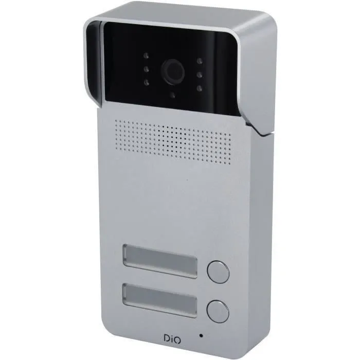 DiO CONNECTED HOME - Kit Interphone Visiophone pour Immeuble Multi-Appartements avec 2 Unités Extérieures 2 Boutons et 2 Écrans 7 Pouces