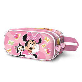 Karactermania - Coffret scolaire à double compartiment Minnie Mouse 3D avec fermeture à glissière - 22 x 8 x 9.5 cm