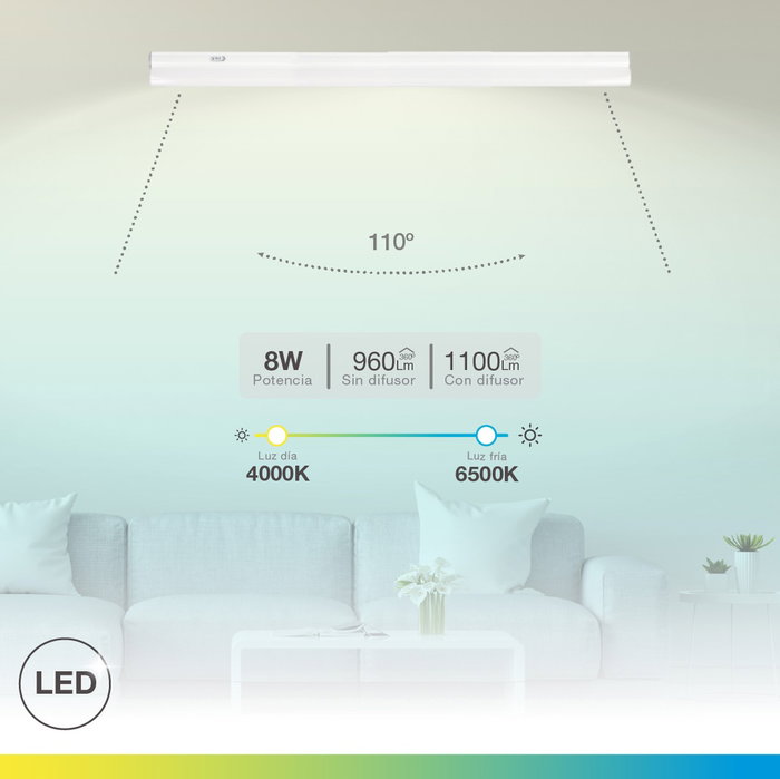 GSC Evolution Reglette LED T5 Siluas 600mm 8W 4000-6000K