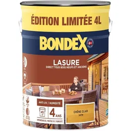 Bondex Lasure Protectrice pour Bois Extérieur 4 L - Chêne Clair Mat - Protection Fongicide et Anti-UV 4 Ans