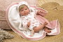 Muñecas Arias - Poupée reborn Cristina Rosa avec couverture 40 cm - Poupée réaliste pour enfants - Langue espagnole
