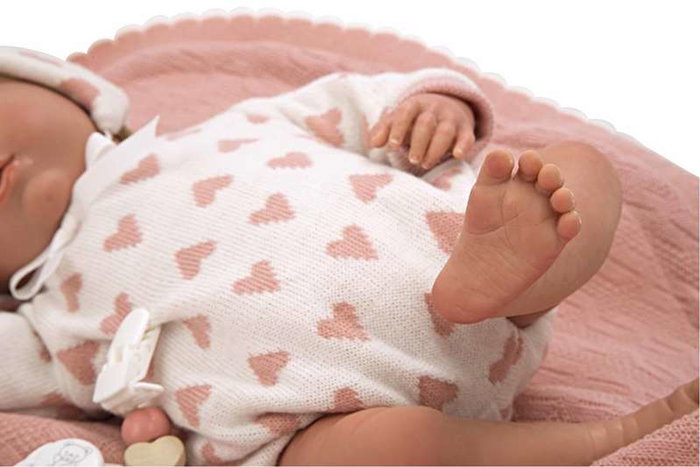 Muñecas Arias - Poupée reborn Cristina Rosa avec couverture 40 cm - Poupée réaliste pour enfants - Langue espagnole