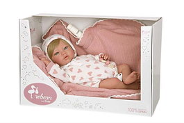 Muñecas Arias - Poupée reborn Cristina Rosa avec couverture 40 cm - Poupée réaliste pour enfants - Langue espagnole