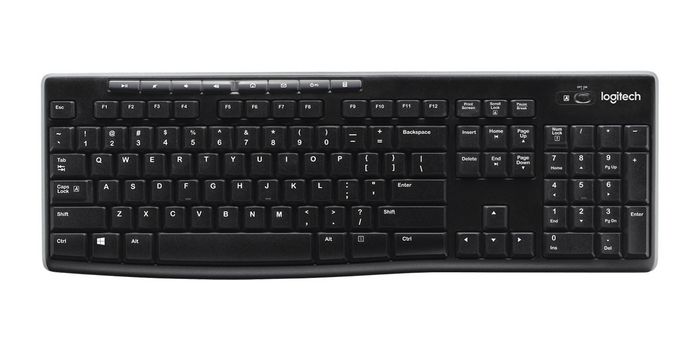 Logitech K270 Clavier sans fil avec récepteur Unifying, connectivité 2.4 GHz (portée 10 m), pavé numérique, 8 touches de raccourci, design résistant aux éclaboussures