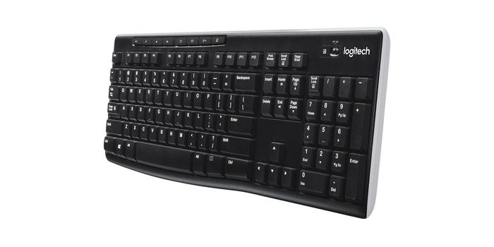 Logitech K270 Clavier sans fil avec récepteur Unifying, connectivité 2.4 GHz (portée 10 m), pavé numérique, 8 touches de raccourci, design résistant aux éclaboussures