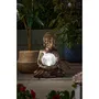 Smart Garden Décoration de jardin zen avec statue de Buddha et globe solaire en verre craquelé 12 cm, 10 LED blanc chaud, résine 35x26x23 cm, charge solaire pour patio, pelouse