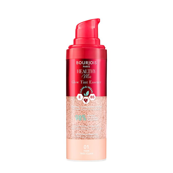 Bourjois Fond de teint Healthy Mix Glow Tint Essence #01-Fair - 30 ml - Teint éclatant et 24h d'hydratation - Formule légère à 98% d'ingrédients naturels