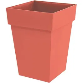 Eda Pot de fleurs carré mi-haut Toscane 40 cm - 51 L - 39x39x53 cm - Terre cuite Orange - Anti-UV, Résistant au gel, Garanti 7 ans