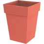 Eda Pot de fleurs carré mi-haut Toscane 40 cm - 51 L - 39x39x53 cm - Terre cuite Orange - Anti-UV, Résistant au gel, Garanti 7 ans