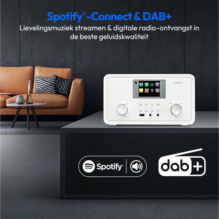Medion Radio Internet DAB Bluetooth 2x10W RMS Blanc