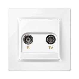 Simon Prise TV finale blanche avec cadre série 10 IP20 plastique 8.5x3.5x8.5cm