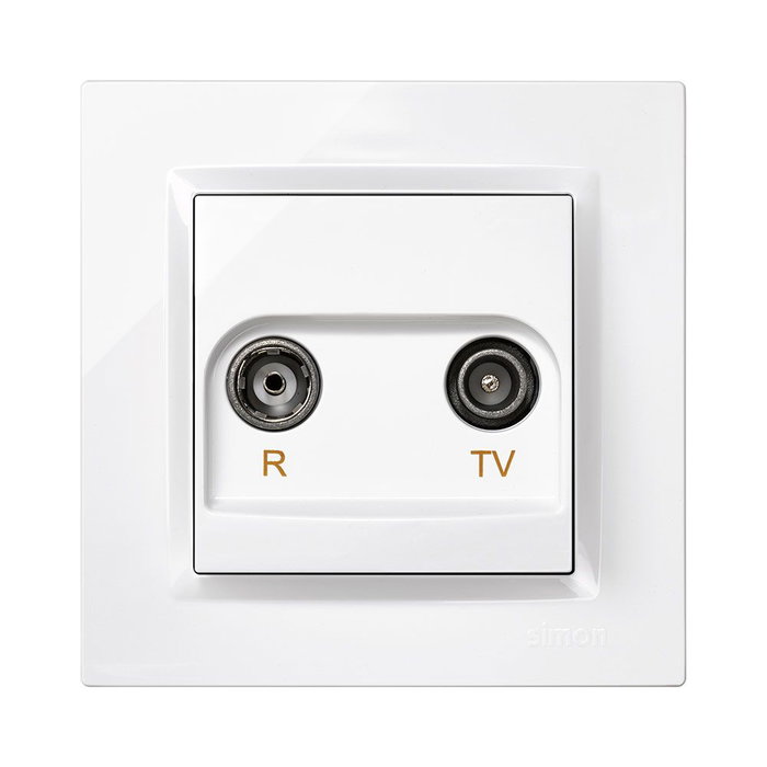 Simon Prise TV finale blanche avec cadre série 10 IP20 plastique 8.5x3.5x8.5cm Simon Prise TV finale blanche avec cadre série 10 IP20 plastique 8.5x3.5x8.5cm