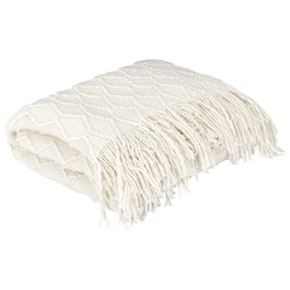 Home Deco Factory Couverture en Chenille Crème 120x150 cm