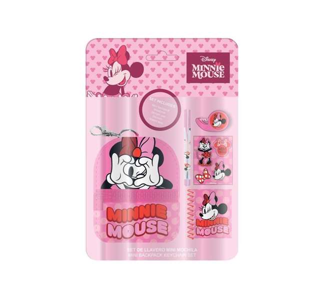 Cerdá Set de papeterie minimochila Minnie en multicolore avec trousse et fournitures, 19.5 x 22.5 x 4.5 cm, pour enfants dès 3 ans