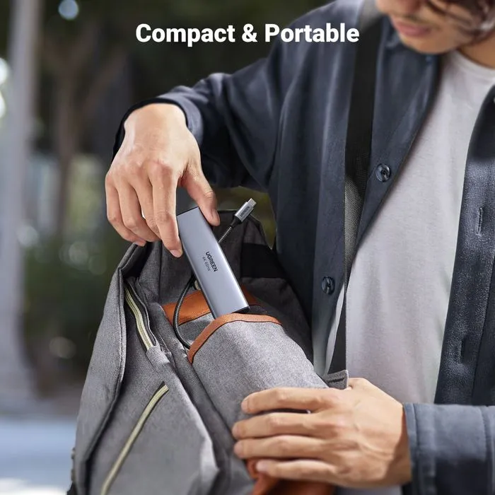 UGREEN Adaptateur USB-C multifonction avec PD - Hub USB-C, gris - Connecteur pour ordinateur portable et appareils USB-C