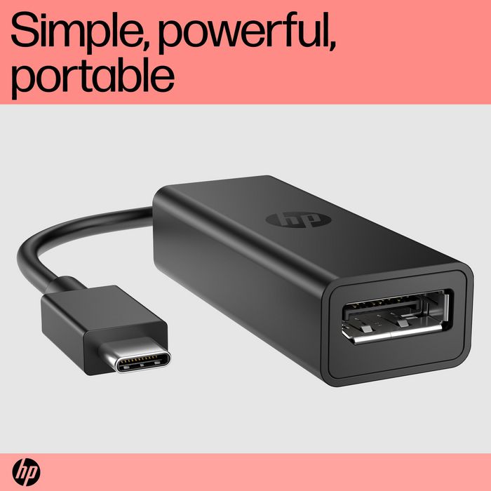 HP Adaptateur USB-C vers DisplayPort G2 - DisplayPort 1.4 - Prise en charge 8K - Plug-and-Play - Portable - Avec au moins 80% de plastique recyclé