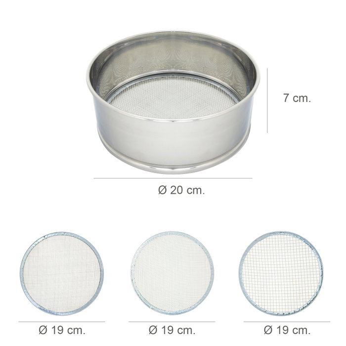 ORYX Tamiseur en acier inoxydable Ø 20 cm avec 3 mailles interchangeables ORYX Tamiseur en acier inoxydable Ø 20 cm avec 3 mailles interchangeables