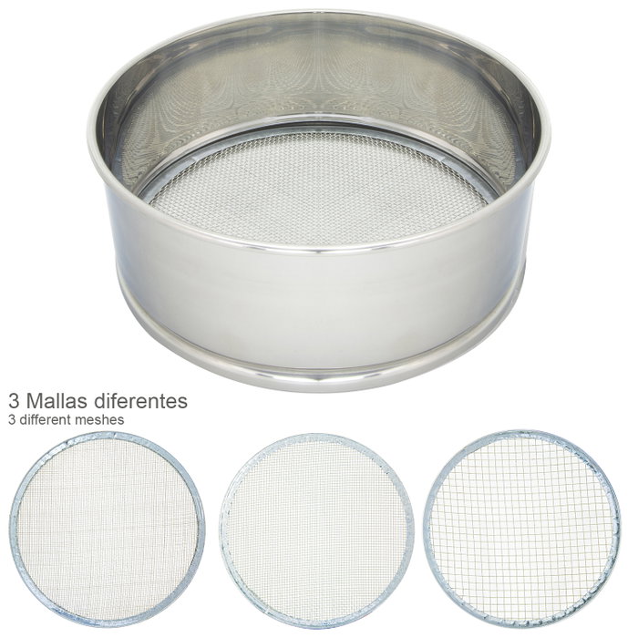 ORYX Tamiseur en acier inoxydable Ø 20 cm avec 3 mailles interchangeables ORYX Tamiseur en acier inoxydable Ø 20 cm avec 3 mailles interchangeables