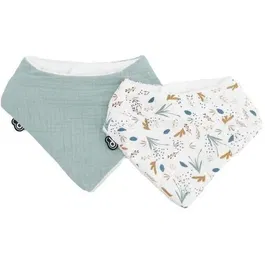 DOMIVA - Lot de 2 Bavoirs Bandana en Coton, Taille Unique - Double Gaze et Éponge Absorbante, Boutons-Pression, Certifié Oeko-Tex