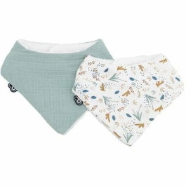 Domiva Lot de 2 bavoirs bandana Mousseline Céladon
