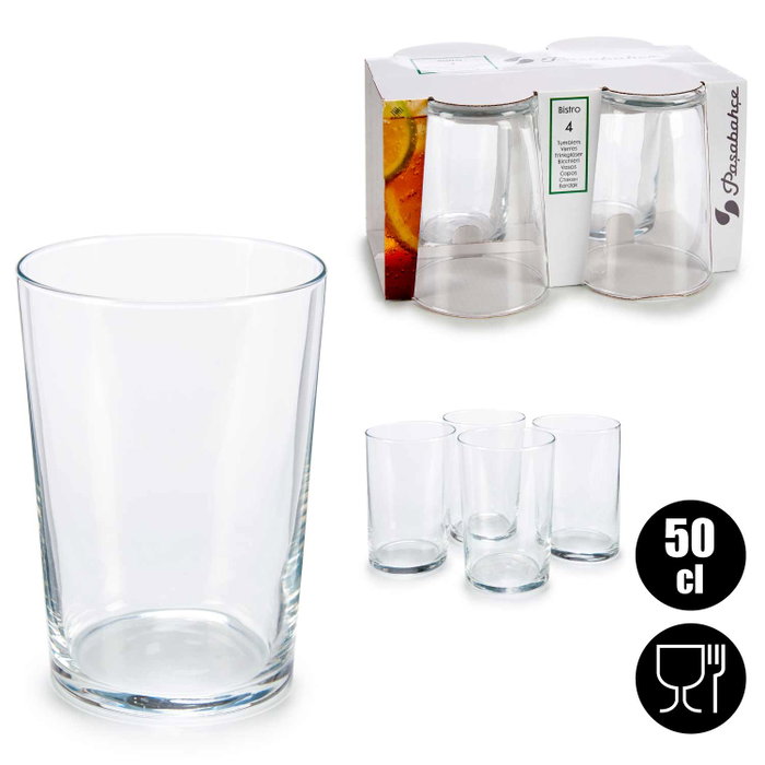 Pasabahce Set 4 Verres Bistro Maxi 510 ml Transparent Verre 22.6 x 12.5 x 16.5 cm (Set de 6)