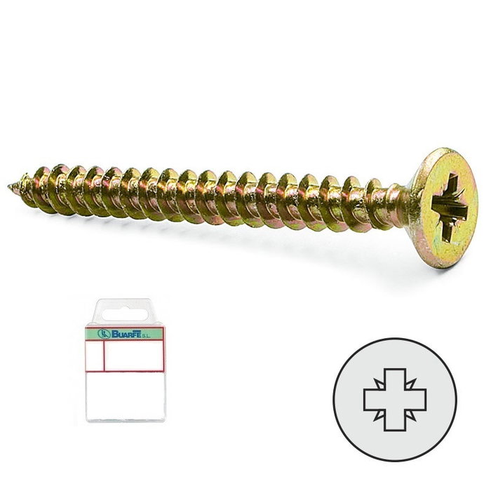 DUVER Vis à bois tête plate Pozidrive 40mm x 3,5mm en blister DUVER Vis à bois tête plate Pozidrive 40mm x 3,5mm en blister