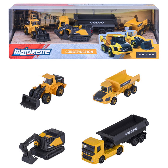 Majorette Coffret Cadeau 5 Engins Construction Liebherr et Volvo