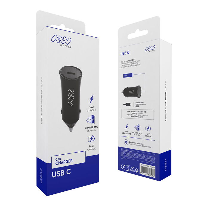 Chargeur de voiture Myway Noir 20 W