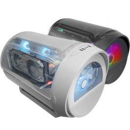 Mars Gaming MCCYLON Boîtier PC MicroATX Blanc Design Cylindrique Ventilateur RGB 200mm Refroidissement Liquide 240mm