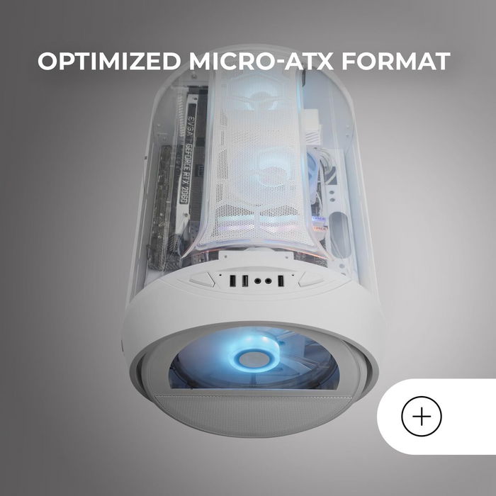 Boîtier ATX semi-tour Mars Gaming MCCYLONW Blanc