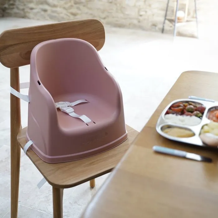 Thermobaby - Rehausseur de chaise bébé Tudi Rose Câlin - Harnais 3 points - Polypropylène - Sans BPA - Fabrication française