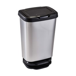 Mondex Poubelle avec pédale et fermeture amortie, 40 l, Plata / negro