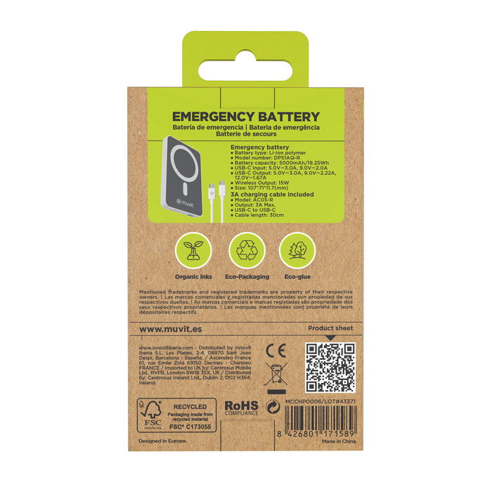 Powerbank Muvit for Change DP51AQ-R Blanc 5000 mAh