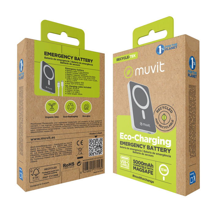 Powerbank Muvit for Change DP51AQ-R Blanc 5000 mAh