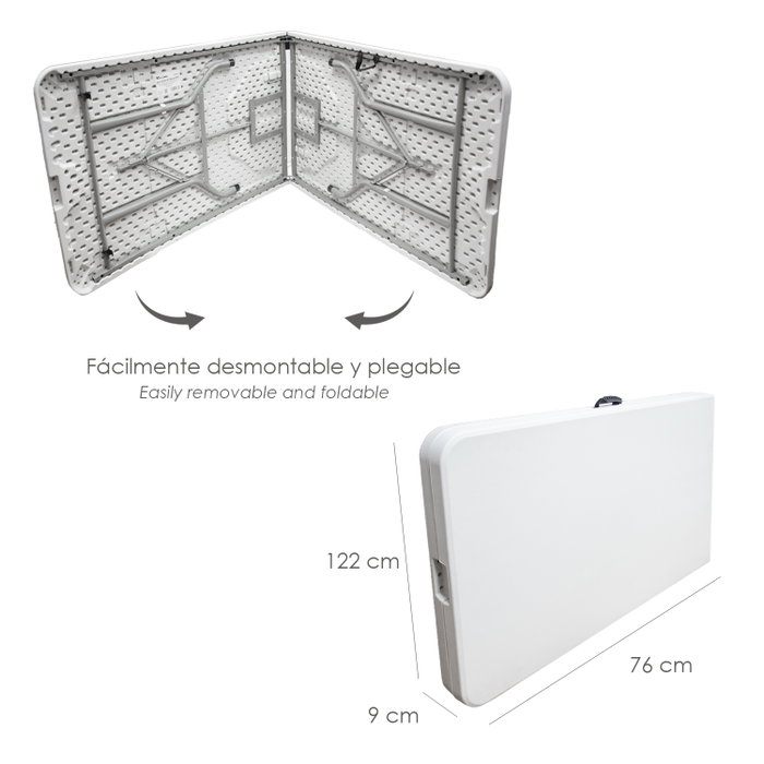 SATURNIA Table Pliante Rectangulaire HDPE Blanco 244x76x74 cm