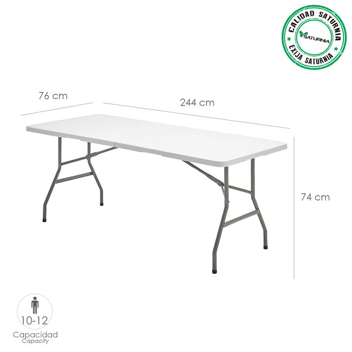 SATURNIA Table Pliante Rectangulaire HDPE Blanco 244x76x74 cm