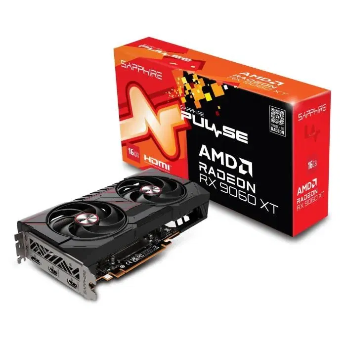Sapphire - Carte graphique Pulse AMD Radeon RX 9060 XT GAMING OC 16 Go - Double HDMI / DisplayPort - Refroidissement optimisé pour jeu Sapphire - Carte graphique Pulse AMD Radeon RX 9060 XT GAMING OC 16 Go - Double HDMI / DisplayPort - Refroidissement optimisé pour jeu