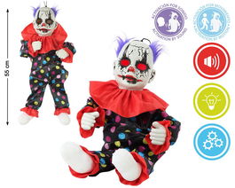Figurine de clown tueur 55 cm avec lumière, son et détection de mouvement - Accessoire sinistre pour maison hantée, fête d'Halloween ou parcours de terreur