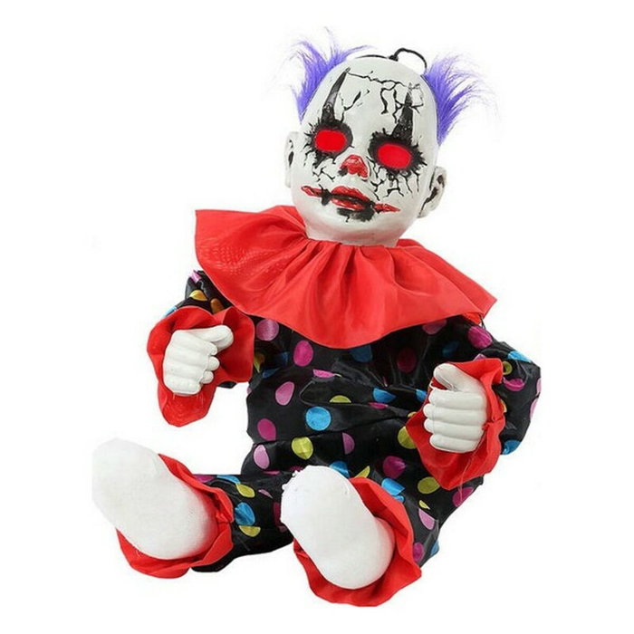 BigBuy Carnival Décoration Suspendue Clown maléfique 55 cm avec lumière, son et mouvement