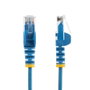 Startech N6PAT250CMBLS Câble réseau RJ45 Cat6 fin 2,5 m sans accroc LSZH bleu