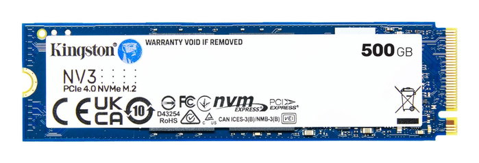 Kingston NV3 500 Go SSD M.2 2280 NVMe PCIe 4.0 Kingston NV3 500 Go SSD M.2 2280 NVMe PCIe 4.0