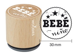 Woodies Sello de madera y caucho Bebé niño diam. 33x30mm