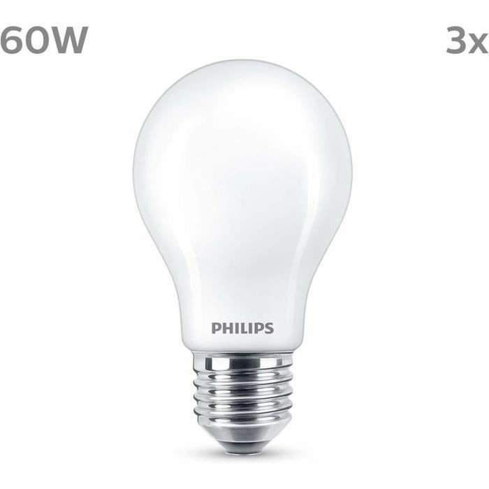 Philips Ampoule LED Classic 60 W A60 E27 Blanc chaud (Lot de 3) Philips Ampoule LED Classic 60 W A60 E27 Blanc chaud (Lot de 3)