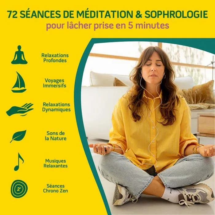 Morphée Galet Zen Méditation & Sophrologie 72 séances de 5 min Audio Français Écouteurs Inclus